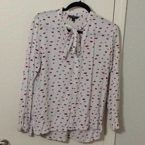 Velvet Heart Lips & Kisses Long Sleeve Bow Tie M